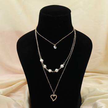 layered gold tone chain necklace for women 1