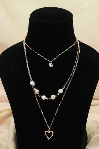 Gold color multi layer chain necklace