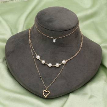 layered gold tone chain necklace for women 2