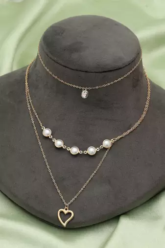 Gold color multi layer chain necklace
