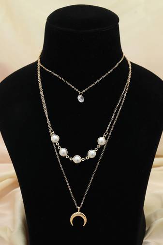 Gold color multi layer chain necklace