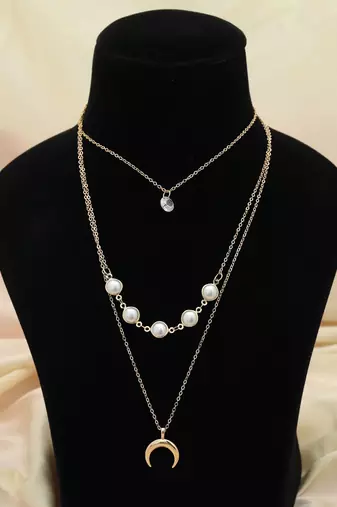 Gold color multi layer chain necklace