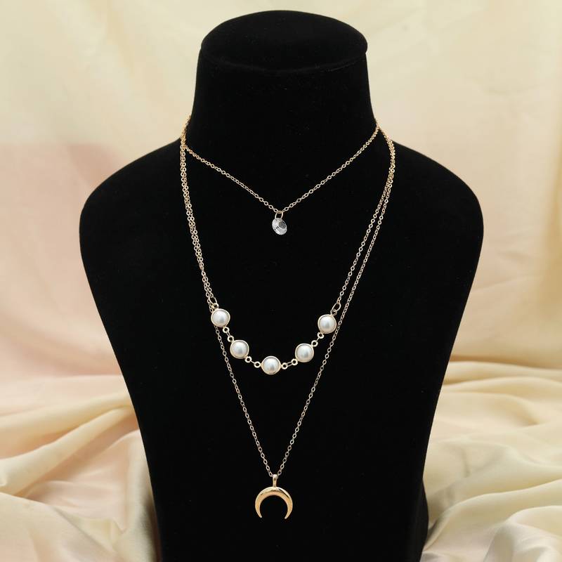 Gold color multi layer chain necklace