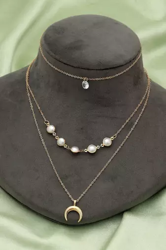 Gold color multi layer chain necklace