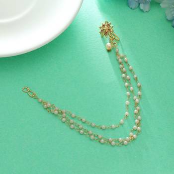 ethnic gold tone nose ring nath with pearl beads 1