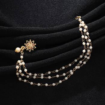 ethnic gold tone nose ring nath with pearl beads 2