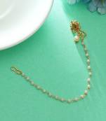 classic gold color nath with floral design and chain