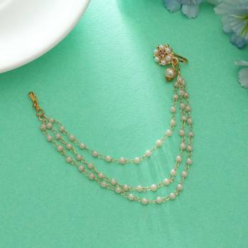 gold finish nose nath with elegant pearl chain detail 1