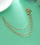 gold finish nose nath with elegant pearl chain detail