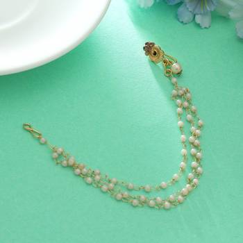gold tone nath with beaded pearl chain 1