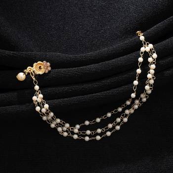 gold tone nath with beaded pearl chain 2
