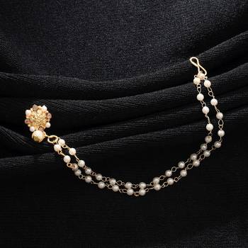 classic gold tone nose nath with pearl work 2