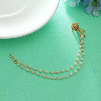 ethnic gold color nath with double chain design 1