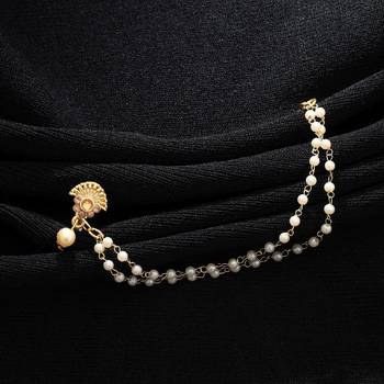 ethnic gold color nath with double chain design 2