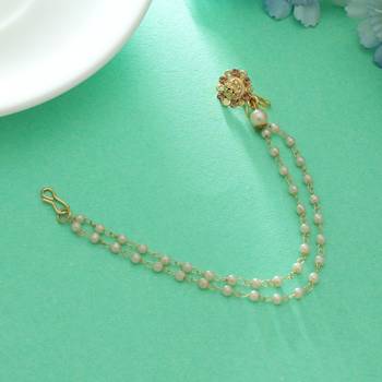 traditional gold tone nath with beaded chain 1