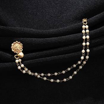 traditional gold tone nath with beaded chain 2