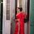 Red embroidered saree