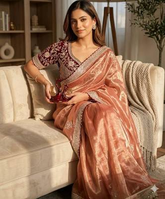 Peach silk saree 3