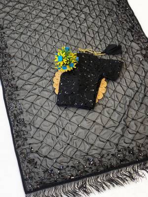 Black georgette embroidered designer saree 2