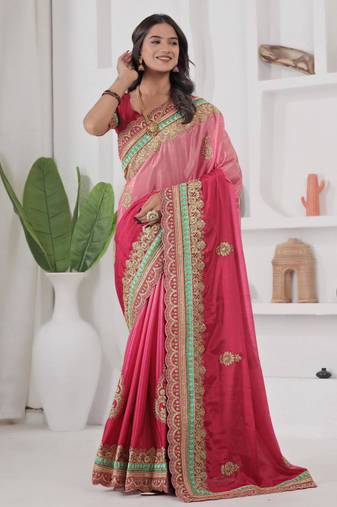 Pink traditional saree