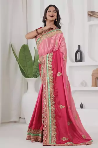 Pink traditional saree
