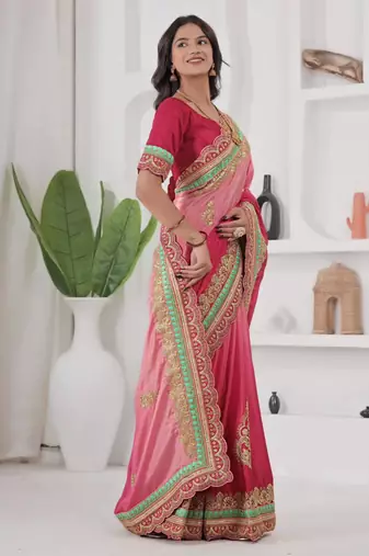 Pink traditional saree