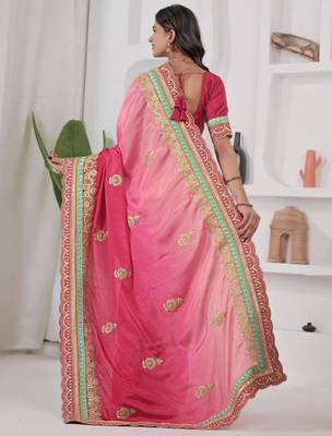 Pink traditional saree 4