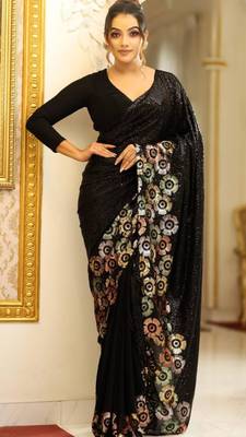 Black floral saree 1