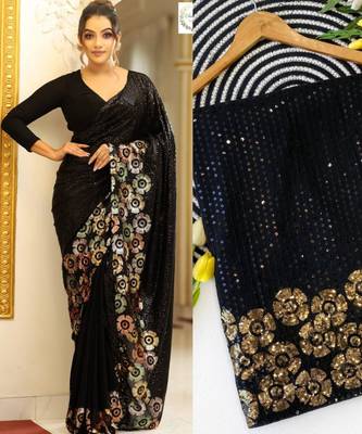 Black floral saree 2