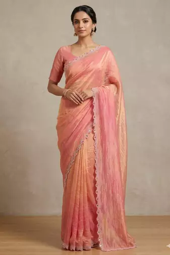 Peach pastel saree
