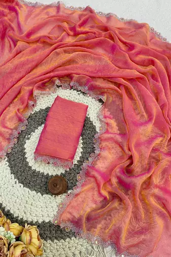 Peach pastel saree