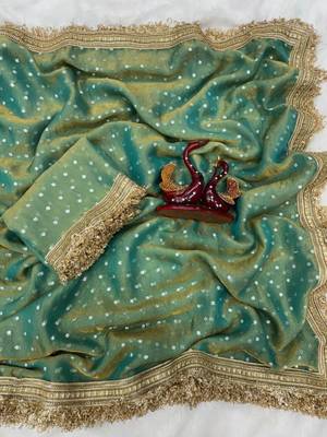 Sage green silk blend saree 2
