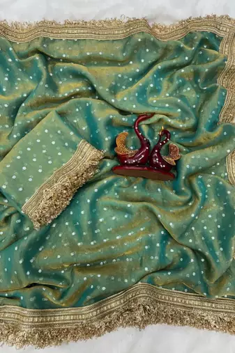 Sage green silk blend saree