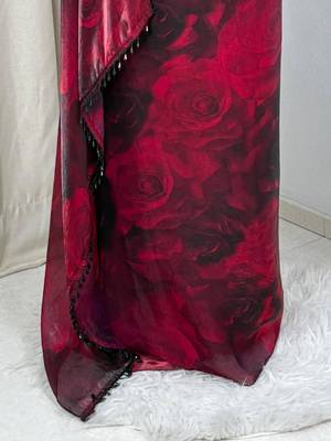 Maroon & black printed saree 2