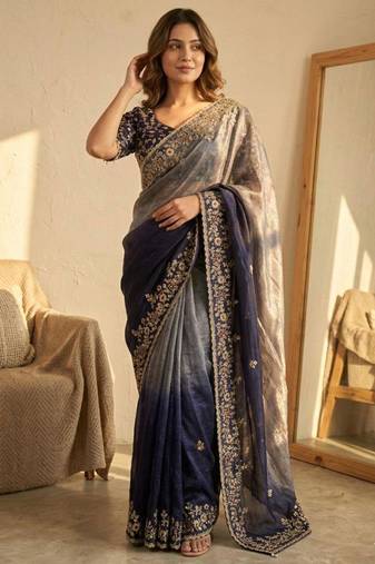 Blue ombre saree