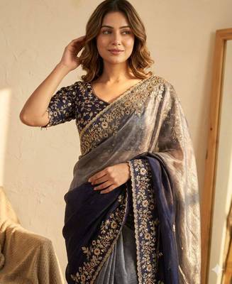Blue ombre saree 2