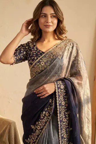 Blue ombre saree