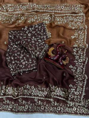 Dual-tone silk saree (orange & maroon) 2