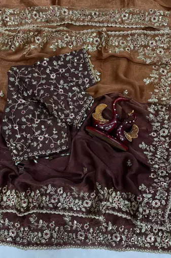 Dual-tone silk saree (orange & maroon)