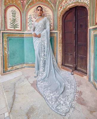 Grey designer saree 1