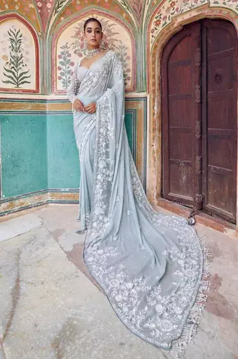 Grey designer saree