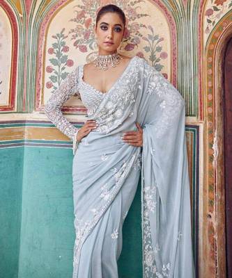 Grey designer saree 2