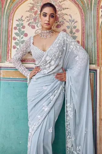 Grey designer saree