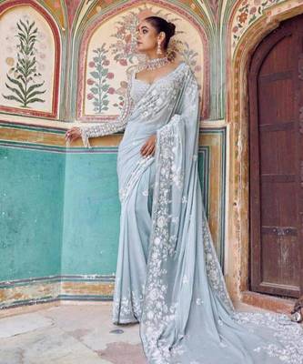 Grey designer saree 4