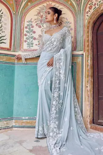 Grey designer saree