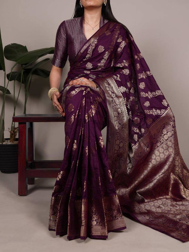 Deep wine saree