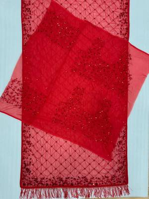 Red sequin designer saree 4