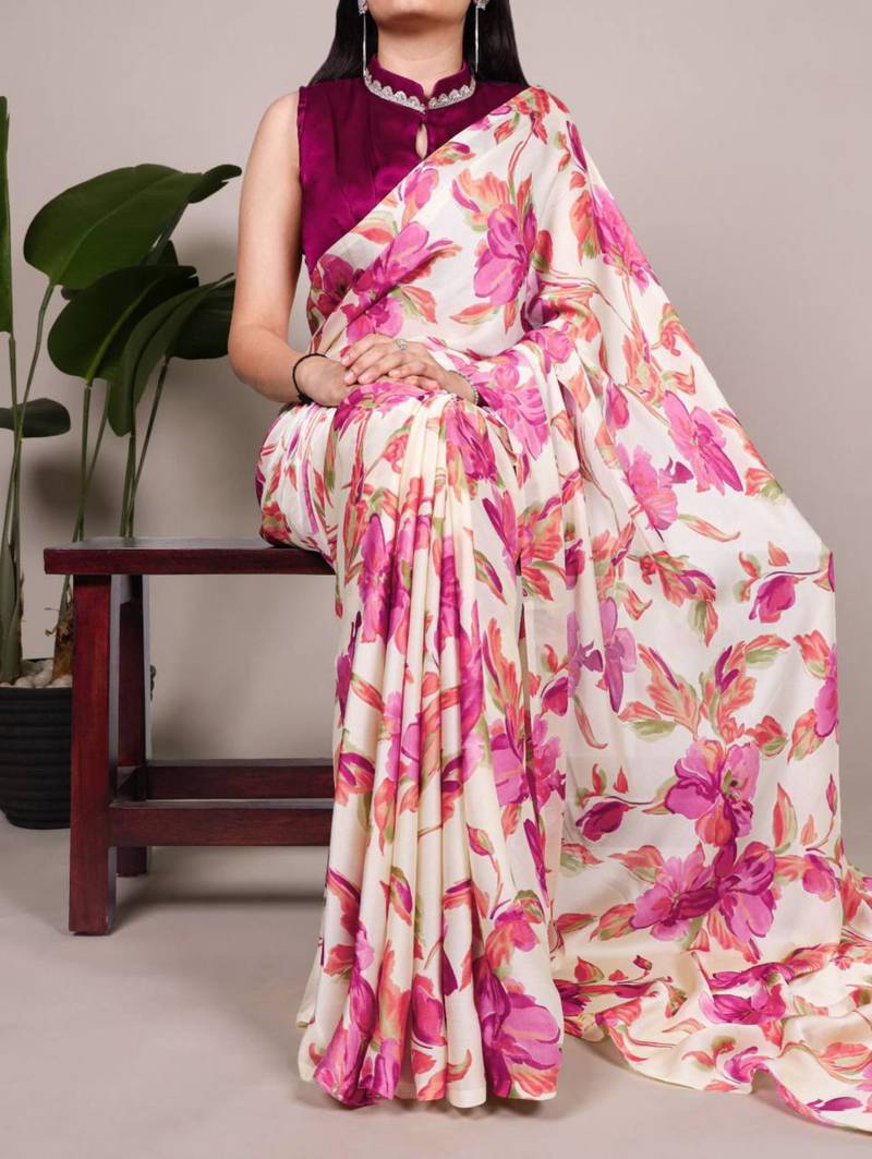 Floral printed saree