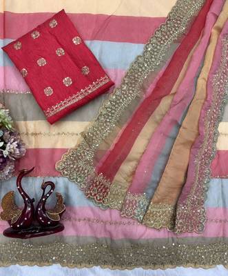 Pastel multicolor saree 4