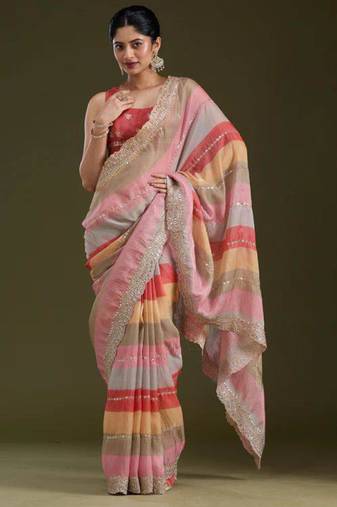 Pastel multicolor saree